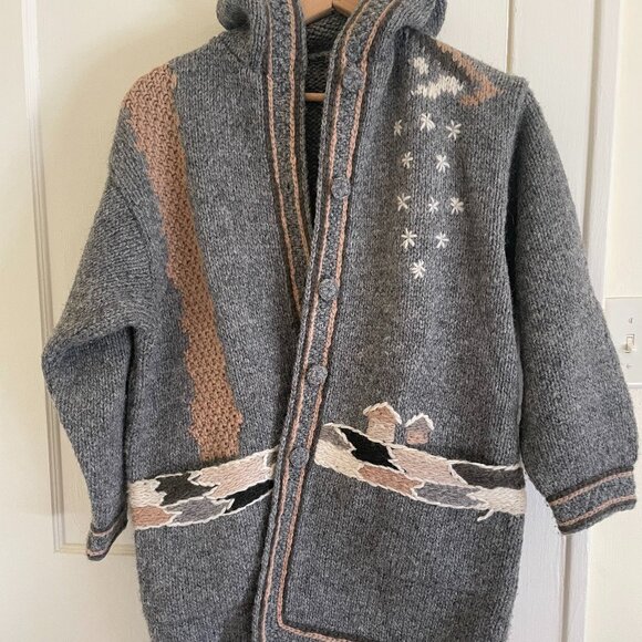 Vintage thick wool sweater coat - Picture 2 of 6